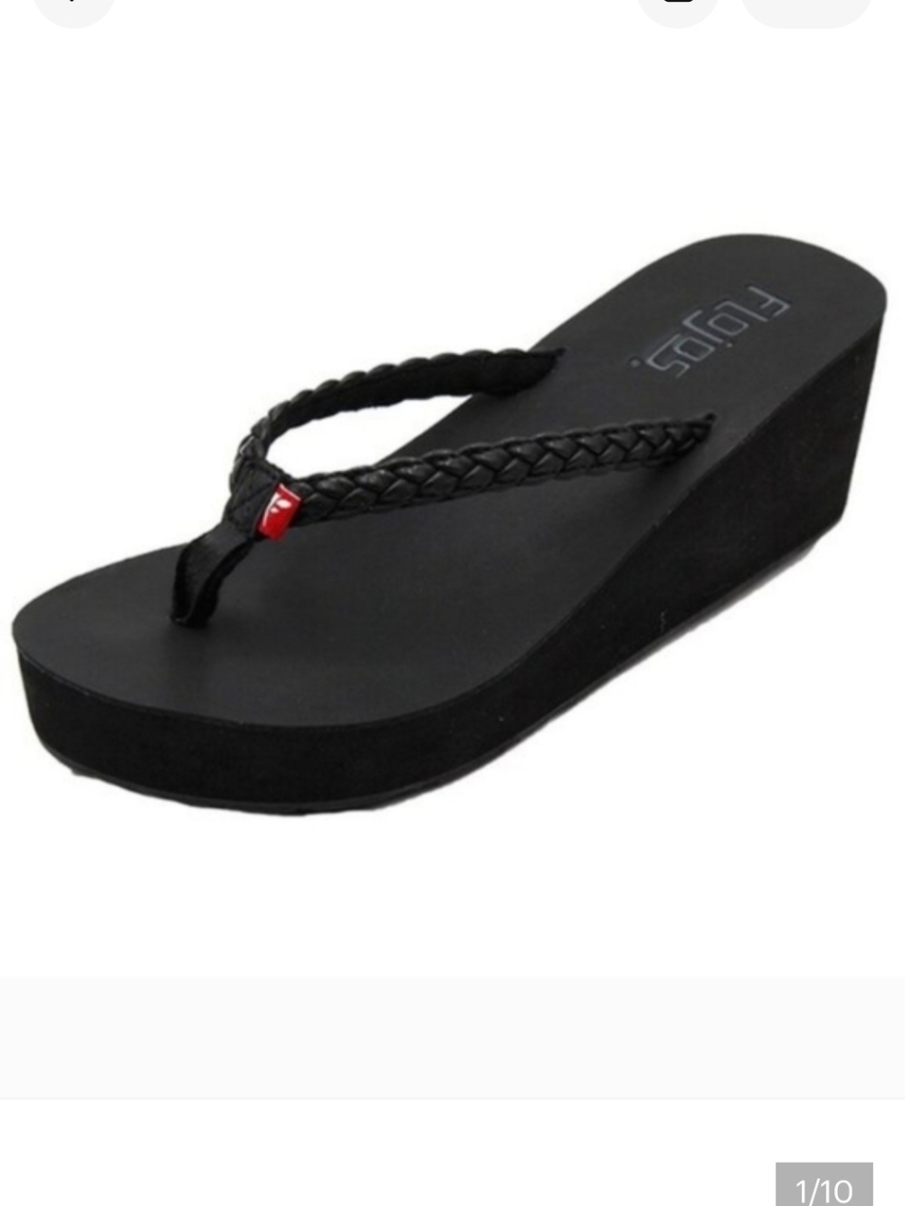 Flojos Black Platform Thong Flip Flop Sandals Size 9.5